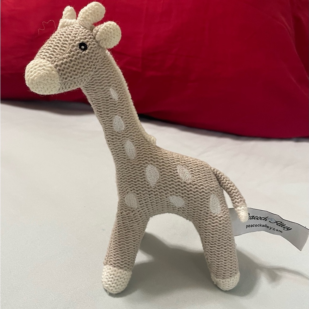 Peacock Alley Beige and Cream Knit Giraffe Plush